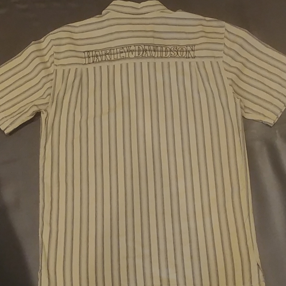 Harley Davidson. Soft Cotton Khaki W/ Denim Stripe - Picture 5 of 8